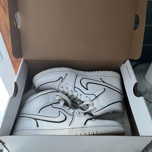 Jordan 1 mid iridescent white shoe. Size 6.5 women’s
